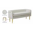 Pemberly Row Contemporary Upholstered Cream Finish Velvet Bench