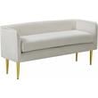 Pemberly Row Contemporary Upholstered Cream Finish Velvet Bench