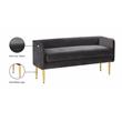 Pemberly Row Contemporary Grey Velvet Bench with Gold Metal Legs