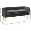 Pemberly Row Contemporary Grey Velvet Bench with Gold Metal Legs