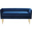 Pemberly Row Contemporary Navy Velvet Bench with Gold Metal Legs