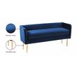 Pemberly Row Contemporary Navy Velvet Bench with Gold Metal Legs