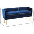 Pemberly Row Contemporary Navy Velvet Bench with Gold Metal Legs