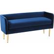 Pemberly Row Contemporary Navy Velvet Bench with Gold Metal Legs