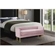 Pemberly Row Contemporary Pink Velvet Bench with Gold Metal Legs