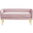 Pemberly Row Contemporary Pink Velvet Bench with Gold Metal Legs