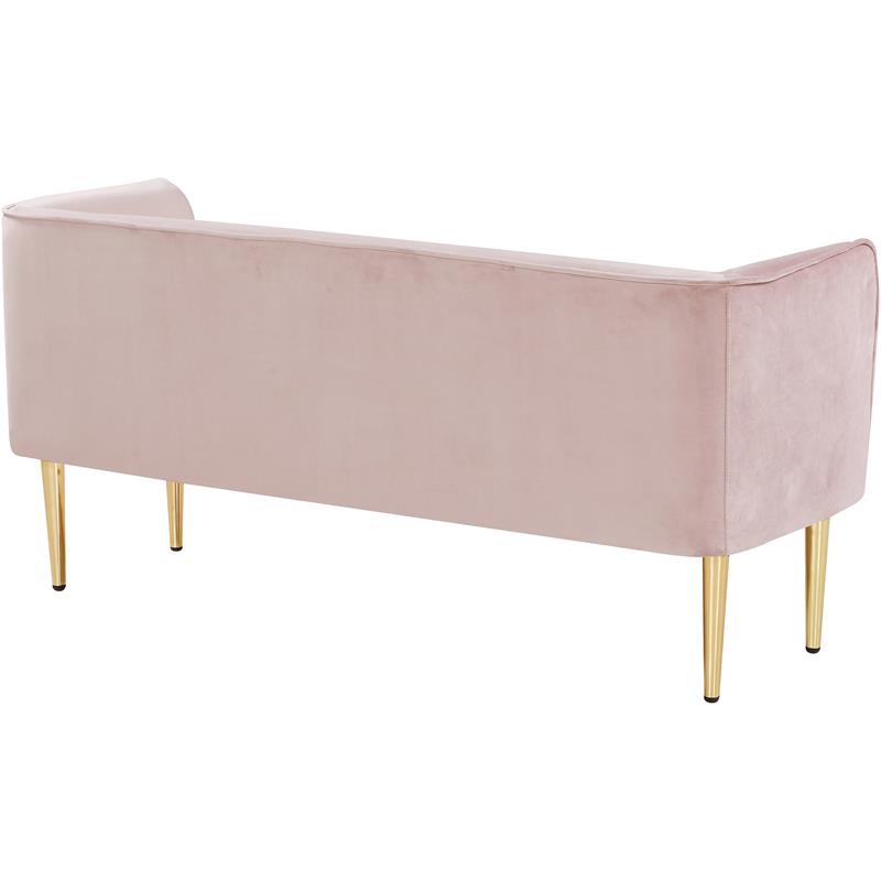 Pemberly Row Contemporary Pink Velvet Bench with Gold Metal Legs