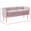 Pemberly Row Contemporary Pink Velvet Bench with Gold Metal Legs