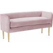 Pemberly Row Contemporary Pink Velvet Bench with Gold Metal Legs