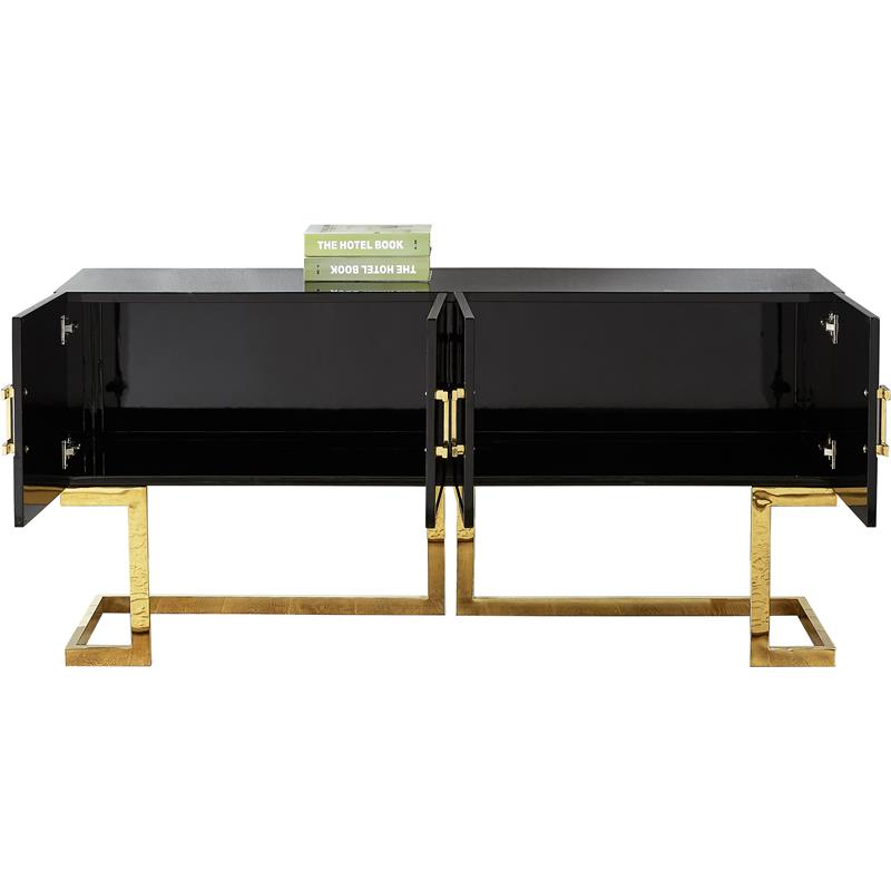 Pemberly Row Solid Wood Sideboard / Buffet in Black Lacquer / Gold Finish