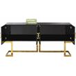 Pemberly Row Solid Wood Sideboard / Buffet in Black Lacquer / Gold Finish