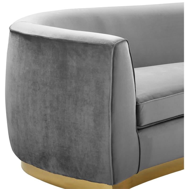 Pemberly Row Contemporary Upholstered Velvet Sofa in Gray Finish