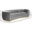 Pemberly Row Contemporary Upholstered Velvet Sofa in Gray Finish