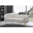 Pemberly Row Contemporary Upholstered Velvet Loveseat in Cream