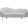 Pemberly Row Contemporary Upholstered Velvet Loveseat in Cream