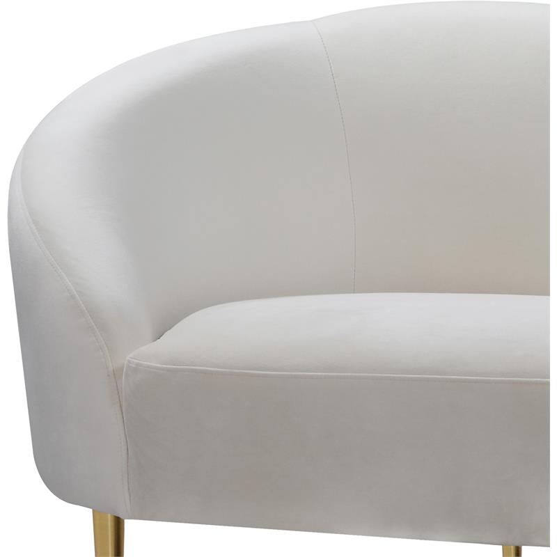 Pemberly Row Contemporary Upholstered Velvet Loveseat in Cream