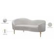 Pemberly Row Contemporary Upholstered Velvet Loveseat in Cream