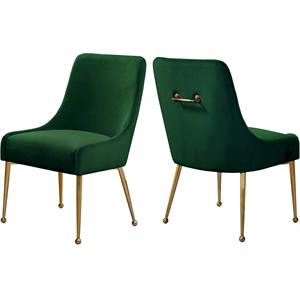 Pemberly Row Modern 19.5&quotH Velvet Dining Chair in Green (Set of 2)