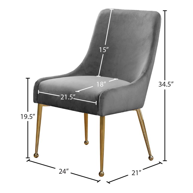 Pemberly Row Contemporary Velvet Dining Chair in Gray (Set of 2)