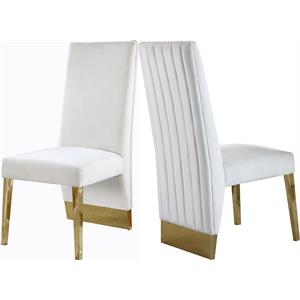 Pemberly Row Modern 19&quotH Velvet Dining Chair in Cream (Set of 2)