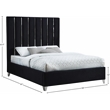 Pemberly Row Contemporary Solid Wood and Velvet Full Bed in Black
