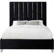 Pemberly Row Contemporary Solid Wood and Velvet Full Bed in Black