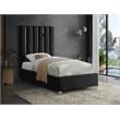 Pemberly Row Contemporary Solid Wood and Velvet Twin Bed in Black