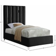 Pemberly Row Contemporary Solid Wood and Velvet Twin Bed in Black