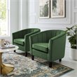 Pemberly Row Modern Performance Velvet Armchair in Emerald Green (Set of 2)