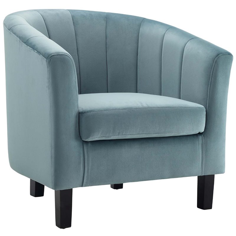 Pemberly Row Modern Performance Velvet Armchair in Light Blue (Set of 2)