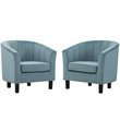 Pemberly Row Modern Performance Velvet Armchair in Light Blue (Set of 2)