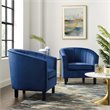 Pemberly Row Modern Performance Velvet Armchair in Navy (Set of 2)