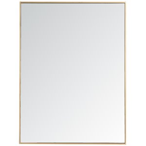 Pemberly Row 48&quot x 36&quot Contemporary Metal Frame Mirror in Brass