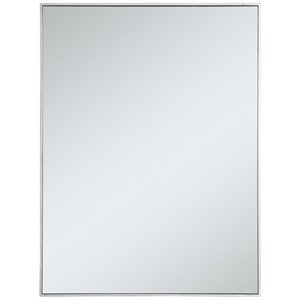 Pemberly Row 48&quot x 36&quot Contemporary Metal Frame Mirror in Silver