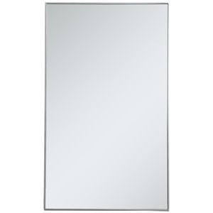 Pemberly Row 60&quot x 36&quot Contemporary Metal Frame Mirror in Silver