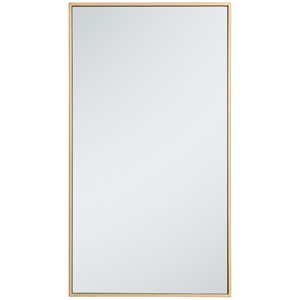 Pemberly Row 36&quot x 20&quot Contemporary Metal Frame Mirror in Brass