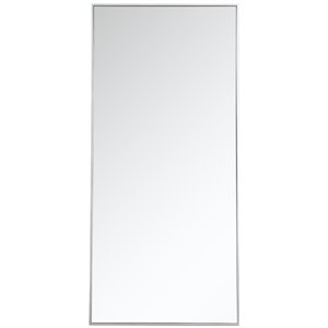 Pemberly Row 60&quot x 30&quot Contemporary Metal Frame Mirror in Silver