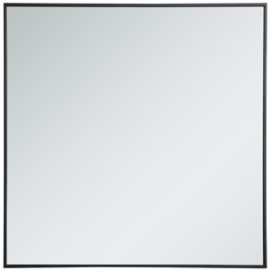 Pemberly Row 36&quot Square Contemporary Metal Frame Mirror in Black