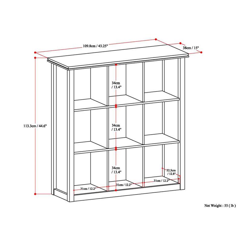 Pemberly Row Wood Transitional 9 Cube Bookcase and Unit in White