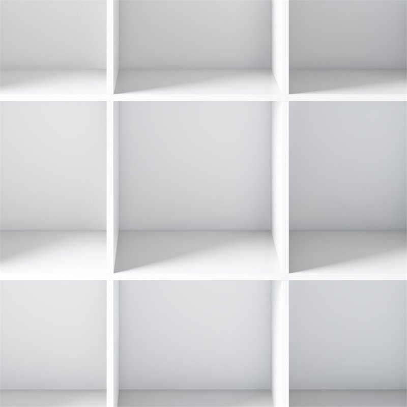 Pemberly Row Wood Transitional 9 Cube Bookcase and Unit in White