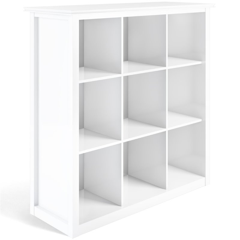 Pemberly Row Wood Transitional 9 Cube Bookcase and Unit in White