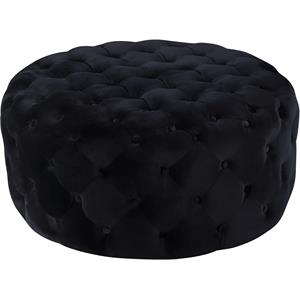 Pemberly Row Modern Button Tufted Black Velvet Ottoman and Bench