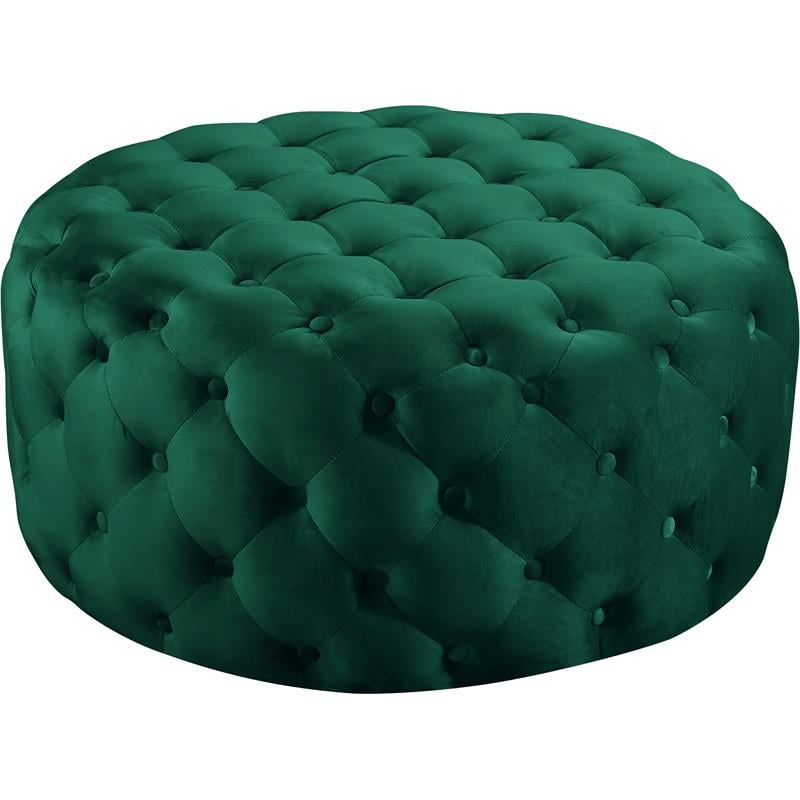 Pemberly Row Modern Button Tufted Green Velvet Ottoman and Bench
