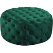 Pemberly Row Modern Button Tufted Green Velvet Ottoman and Bench