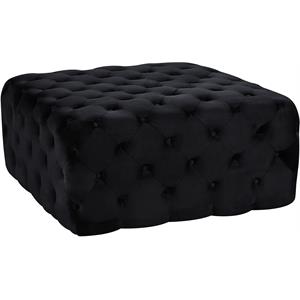 Pemberly Row Modern Button Tufted Black Velvet Ottoman and Bench