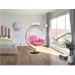 Pemberly Row Pink Fabric Acrylic and Metal Swing Bubble Accent Chair