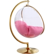 Pemberly Row Pink Fabric Acrylic and Metal Swing Bubble Accent Chair