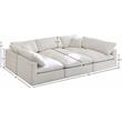 Pemberly Row Contemporary Standard Cream Velvet Modular Sectional