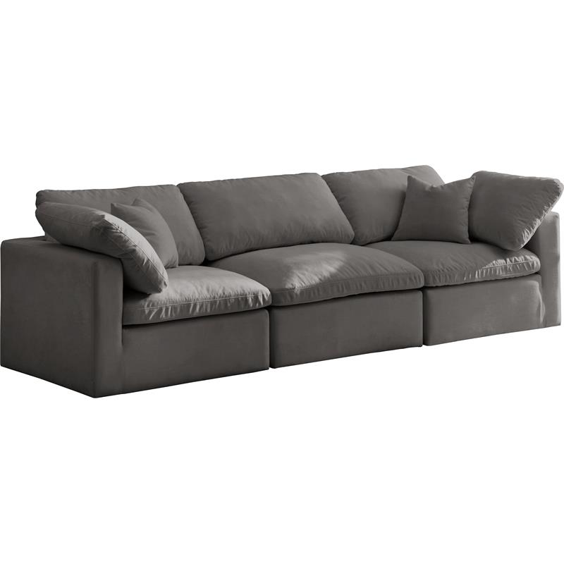 Pemberly Row Contemporary Standard Gray Finish Velvet Modular Sofa