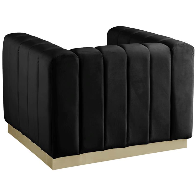 Pemberly Row Contemporary Upholstered Black Finish Velvet Chair